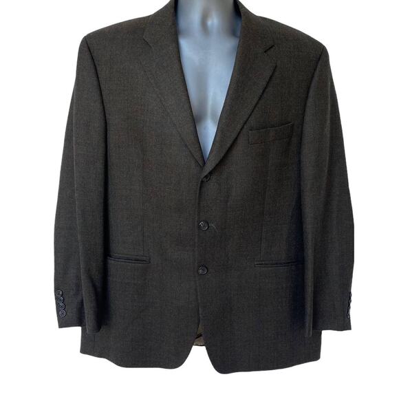 Vintage 90s Ralph Lauren Plaid Blazer Wool Jacket Green Brown Men's Size 44R - Picture 1 of 10